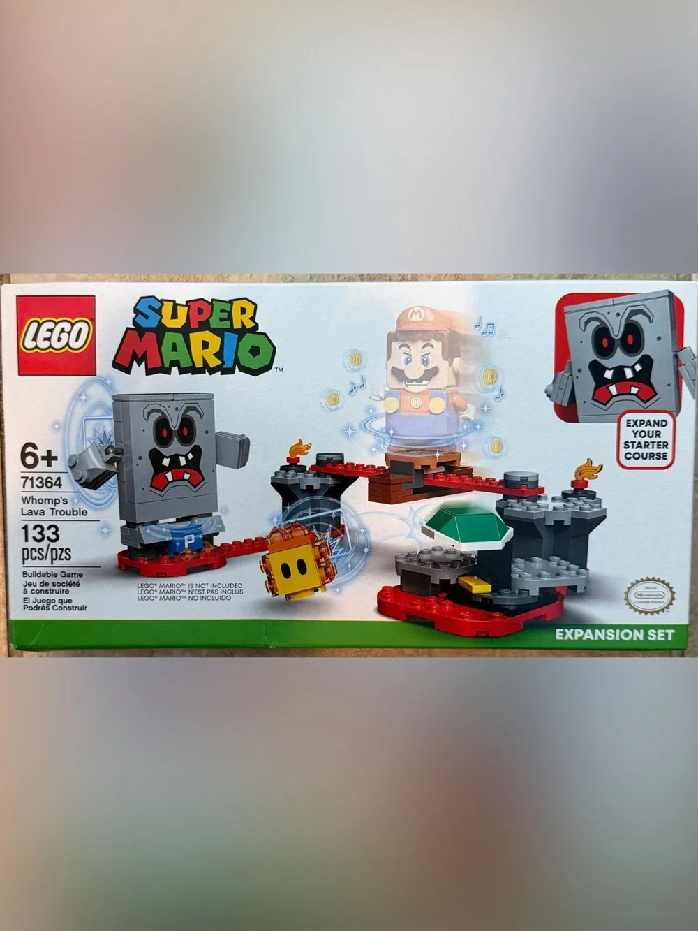 LEGO Super Mario Whomp's Lava Trouble Expansion Set - Gray/Red/Green #71364 NIB - Picture 1 of 8